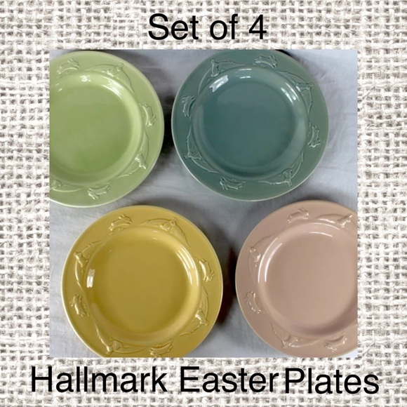 Hallmark Other - Hallmark Easter Plates Set of 4 Decorative Spring Plates Multi-Colored